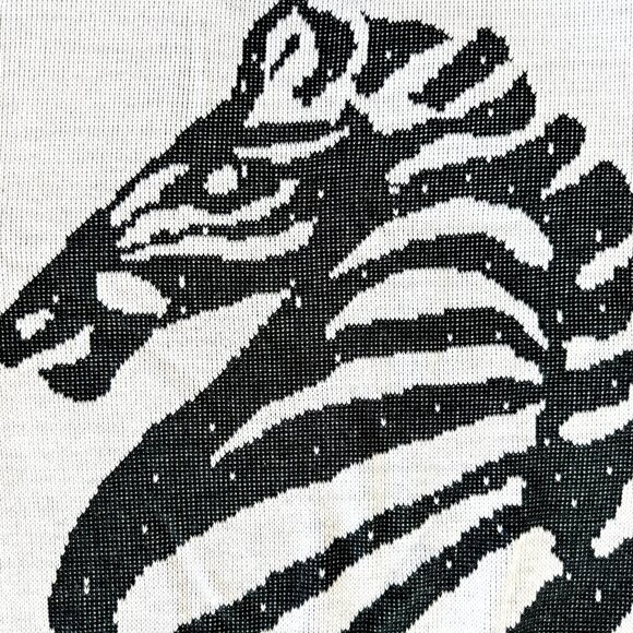 Vintage 80s Turtle Bay Black and White Zebra Sweater Size XL - Picture 7 of 11